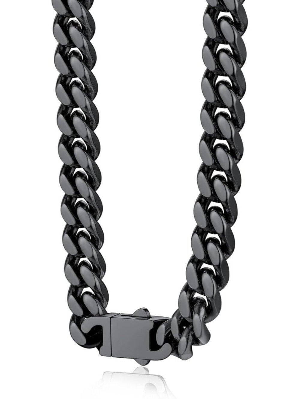Thick Stainless Steel Mens Cuban Link Chain, Black/Gold Chain for Men, No Tarnis
